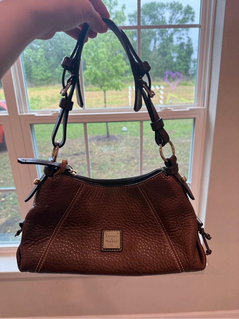 Dooney & Bourke Women's Brown Pebbled Leather Small Shoulder Bag Purse